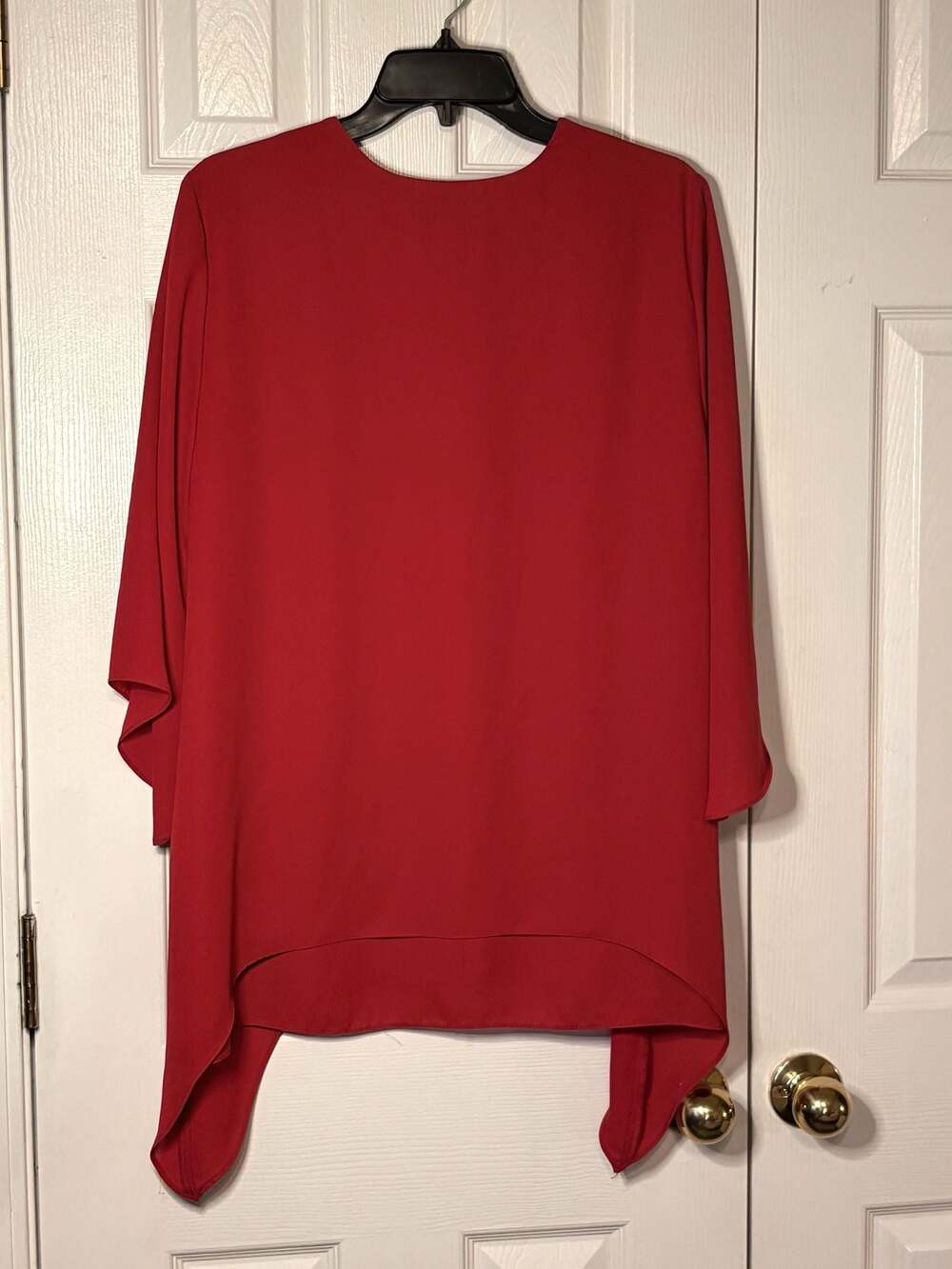 Karen Kane Red V-Neck Poncho Blouse - Picture 5 of 7